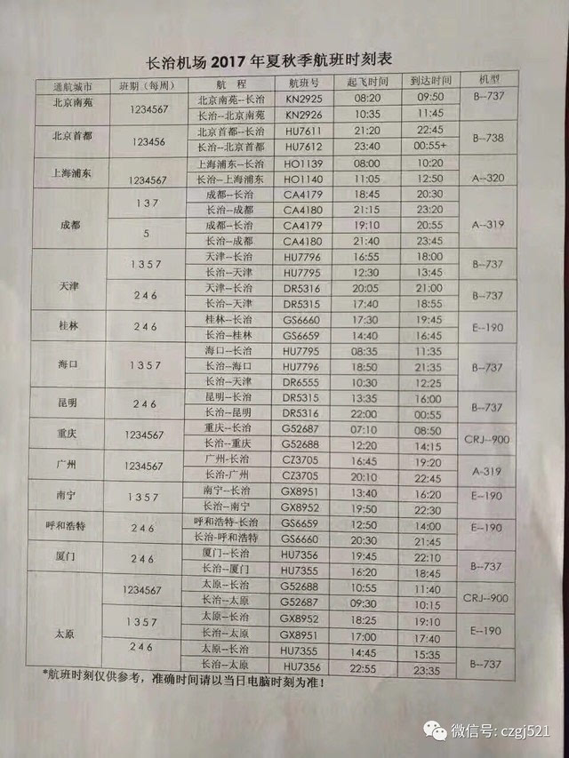 长治最新航班时刻表更新，掌握航班动态，无忧出行指南